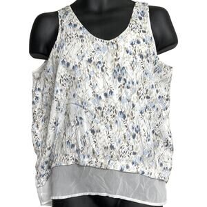 Gap Tank Top Size M Blue White Floral Sleeveless Cottagecore All Over Print Y2K